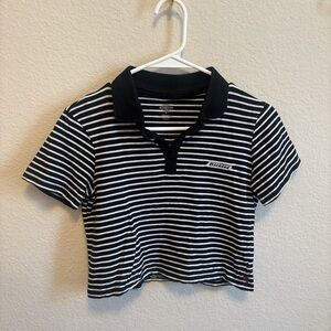 Dickies Black and White Striped Polo Shirt